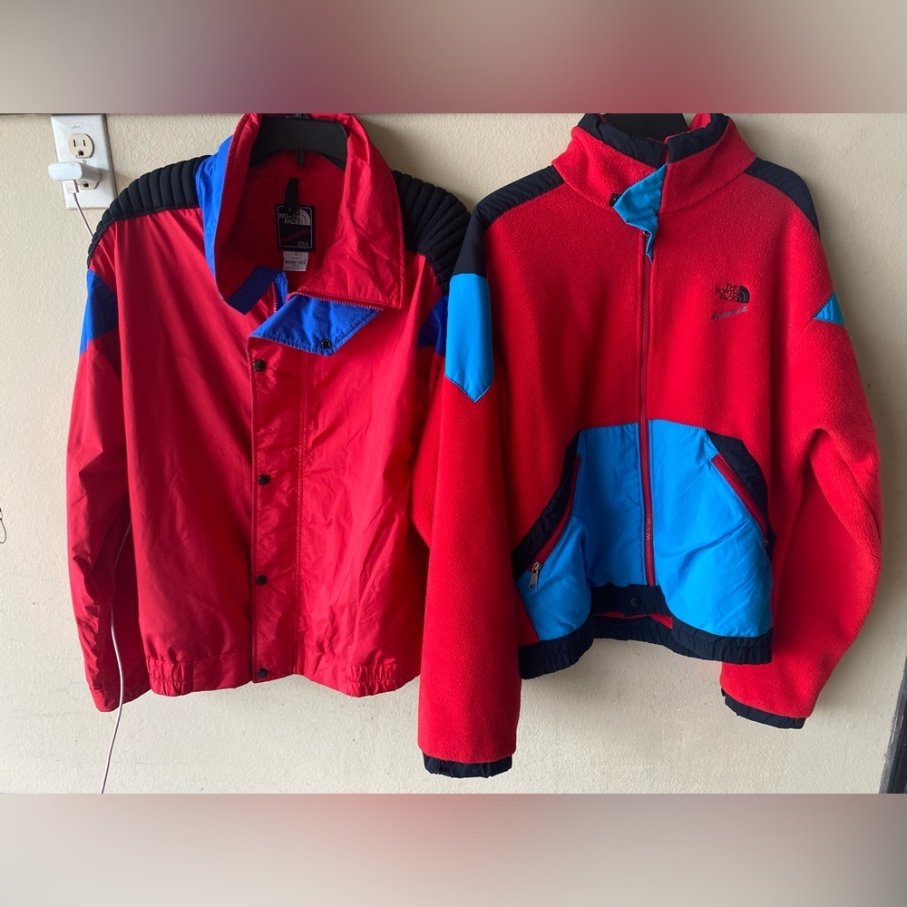 THE NORTH-FACE || VINTAGE windbreaker and fleece jacket